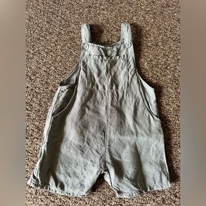 Zara boys army green shirt overalls linen blend